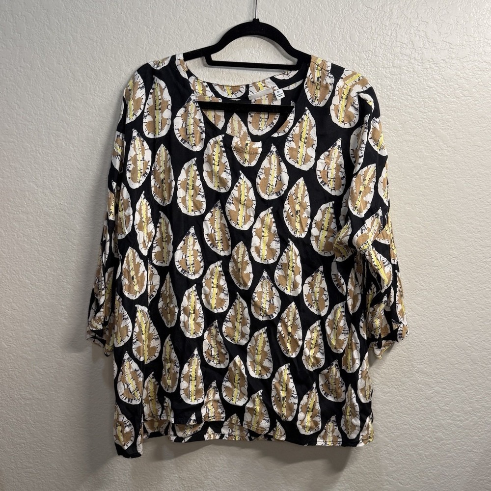 Masai Copenhagen Artsy Abstract Tunic Top Womens XL Relaxed Lagenlook European